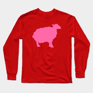 Sheep Silhouette Pattern in Pink Long Sleeve T-Shirt